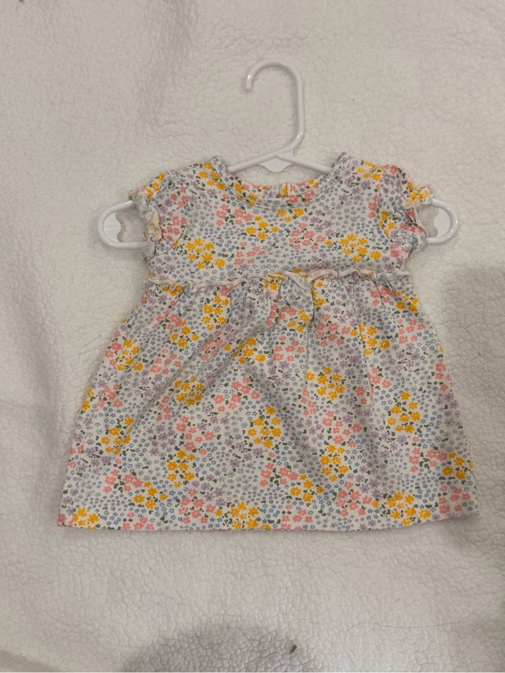 Baby Floral Ruffle Sleeve Dress - Yellow, Pink & Purple
